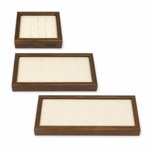 MADEWITH Walnut Wood Ring Display Tray Vintage Versatile Ring Holder Showcase High Quality Jewelry Storage Tray Jewelry Store Display