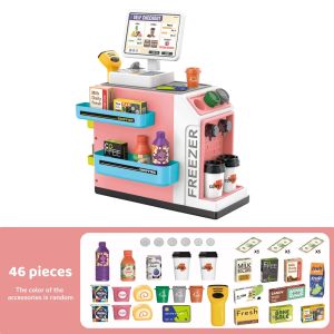 Childrens Play House Simulation Supermarket Cash Register Food Simulation Shopping Coffee Machine Refrigerator Supermarket Toys2026