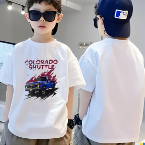130-160cm เสื้อเด็กผู้ชาย เสื้อทีเชิ้ตเด็กชาย Tops for Kids Boy คอกลม print t-shirt หลวม ระบายอากาศได้ 【จัดส่งจากประเทศไทย】