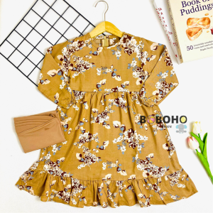 BOBOHO - GAMIS SYAKILA ANAK PEREMPUAN / BAJU MUSLIMAH ANAK LOKAL FREE HIJAB / FASHION ANAK GAYA MUSLIM