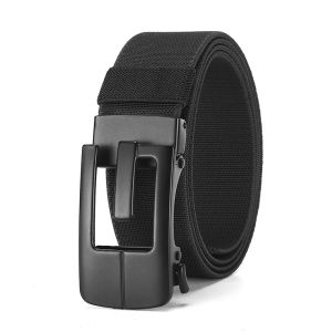 Men Elastic Nylon Belt Automatic Buckle Breathable Durable Casual Business Waist Belt for Young & Middle‑aged Men