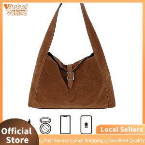 【Vakind】 Women Girls Faux Suede Retro Single Shoulder Bag for Work Daily Use
