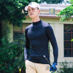Mens Golf Shirts Summer Tight Sun Protection Shirt Underwear Anti-UV Golf Tops Ice Silk Long Sleeve Golf Apparel Clothing