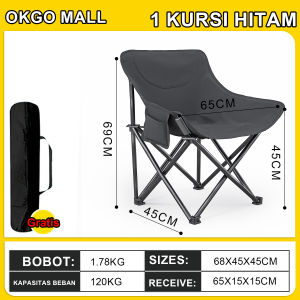 OKGO Aluminium Kursi Lipat Portable Kursi Back Tinggi Kursi Lipat Dewasa Kursi Gunung Setengah Bersandar Kursi Camping Dua Fungsi Duduk Dan Berbaring Dapat Disesuaikan
