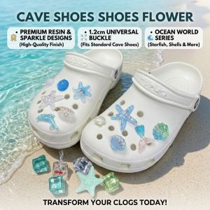 Blue Sea Starfish Shell Shoe Charms Beach Theme Cute Decoration Compatible Crocs Jibbitz Accessories Women Men Kids