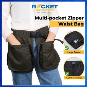 Functional Travel Multi-pocket Zipper Waist Bag Ins Niche Sports Fashion Belt Apron Girdle Large Space Leisure Outdoor