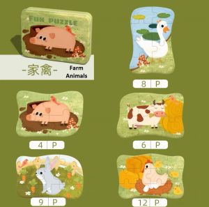 [SG Stock] Five in One Tinbox Jigsaw Puzzle Education Toy