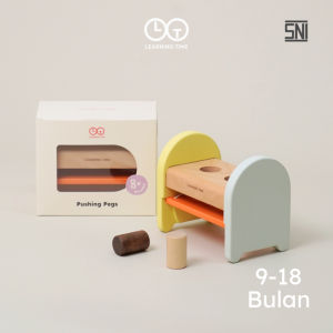 Learning Time Pushing Pegs Turning 1 Series - Stimulasi Jari Bayi Mainan Motorik Kayu Usia 9-18 Bulan