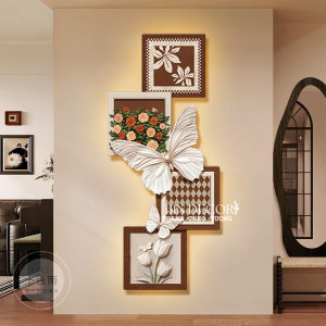 Tranh treo tường đèn led cách điệu hiện đại tone nâu sang trọng bindecor kèm đinh