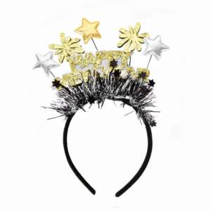 Happy New Year theme Welcome 2027 headband bright glitter ribbon Star Bottle Glass party head band accessories Photo prop