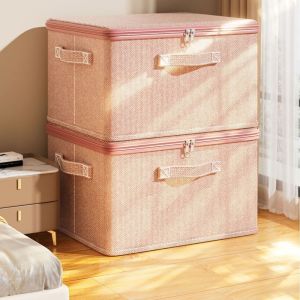 SKYJS Large Capacity Clothes Quilt Storage Bag Dustproof Stackable Closet Clothes Storage Bins Durable with Zipper Clothing Sorting Box for Home