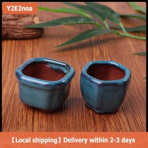 【Local shipping】 Mini Plant Pots Flower Pot With Holes Garden Chinese Style Bonsai Flowerpot Purple Sand Craft Plant Pot Planter Home Decoration