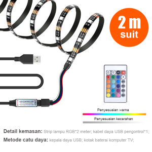 5050 5V Lampu Strip LED  USB / PowerBank RGB 1m/2m/3m/5m Plus Remote CCTV LAMPU RGBIC