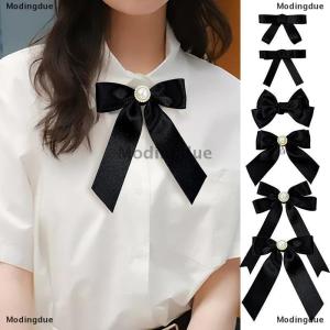 [COD] Modingdue Bowtie Imitation Pearl Decorative Velvet Bowtie Casual Shirt Decorative Bowtie For Women