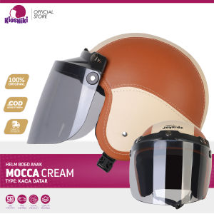 Helm Anak Bogo Retro Polos SNI 2 3 4 5 6 11 Tahun Lucu Unik Berkendara Aman Warna Mocca Cream Kaca Datar