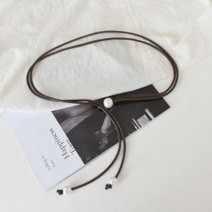 Đai váy dây da khóa chốt hạt ngọc dây lưng ngọc điều chỉnh được kích cỡ