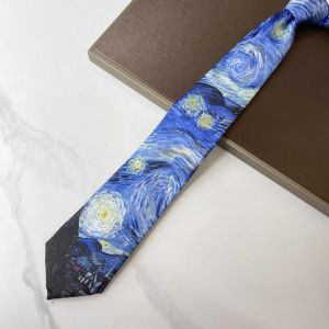 MASTERYX Van Gogh Mens Ties Vintage Flower Oil Painting Bow Tie Unique Polyester Slik Casual Necktie Shirt Party Accessories