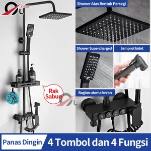 LENODI Shower Mandi Set /Set shower kamar mandi/shower tembaga pendingin dan pemanas / shower 4 fitur dengan keran