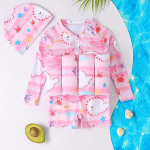 Childrens Buoyancy Swimsuit Swimsuit for Kids Floating Rash Guards Cartoon Print Girls Boys Swimwear Swimming Clothes