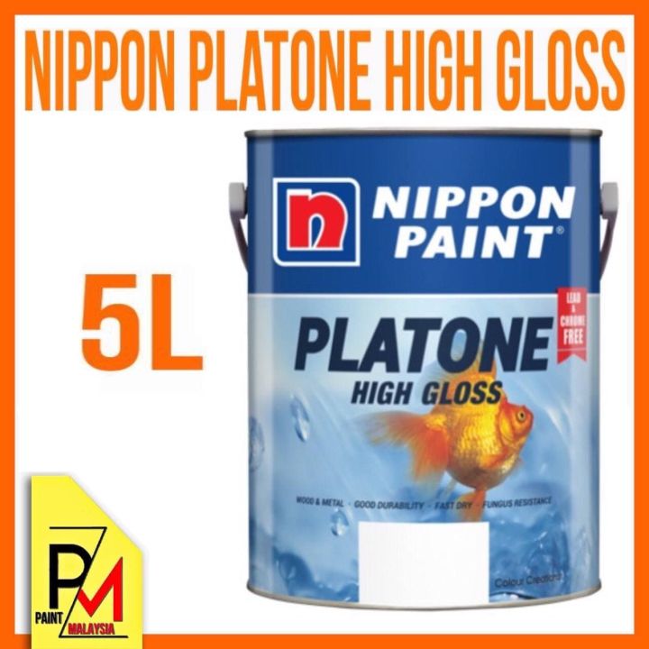 NIPPON Platone Hight Gloss 5L (PART B) Wood & Metal Paint Oil-Based Cat ...