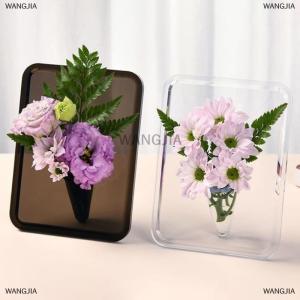 [COD] WANGJIA Acrylic Photo Frame Vase Modern Hydroponic Flower Vase Desktop Plant Holder Ornament Home Gift Wedding Table Center Decor