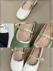 COD 2024 Tumit Rendah Musim Panas Baru Mary Jane Mulut Cetek Kasut Tunggal Wanita Fesyen a Cina Baru Lembut Beans  Sem