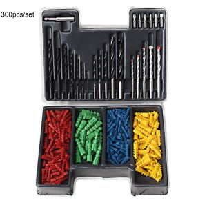 300pcs Twist drill cement drill wood drill Bit Set Auger Drill Masonry Dril Expansion Tubes