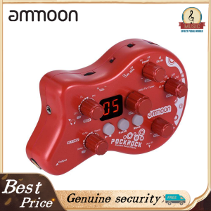 ammoon PockRock Portable Guitar Multi-effects Processor Effect Pedal 15 Effect Types 40 Drum Rhythms Tuning Function with Power Adapter US PLUG (Dark Grey)