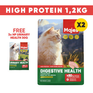 Majes Freeze Dried / High Protein Chicken Feast Digestive Health Makanan Kucing Grain Free Cat Food Dry Food Melancarkan Pencernaan Probiotik Kucing 1200gr / 400gr
