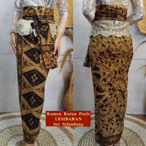SIXMO- Kamen Lembaran Sutra Paris set  Selendang Batik Bali Bawahan Untuk Berkebaya