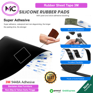 Rubber Sheet Karet Hitam Perekat Adhesive Tape 3m Hitam Gasket Bantalan Karet Multifungsi Karet Silikon Peredam Pelindung Alas Mesin Meja Karet Alas Kaki Sofa Kursi Bantalan Pintu Jendela Rumah Mobil Serbaguna