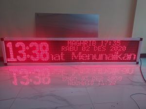Running Text Jadwal Shalat 40x260cm Merah Wifi