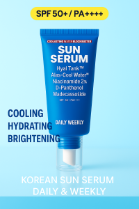 Daily & Weekly (Daily and Weekly) Coolasting Sunscreen SPF50+ PA++++ | Korean Sunblock Face Sun Cream | Water-Based Cooling Brightening Serum