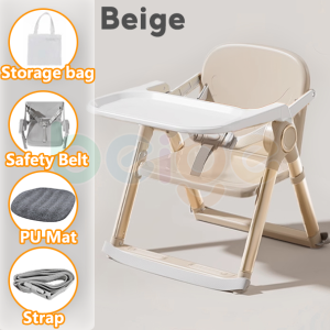 Portable Foldable Baby High Chair with Rust Proof Aluminum Legs Lightweight Booster Seat for Dining Travel