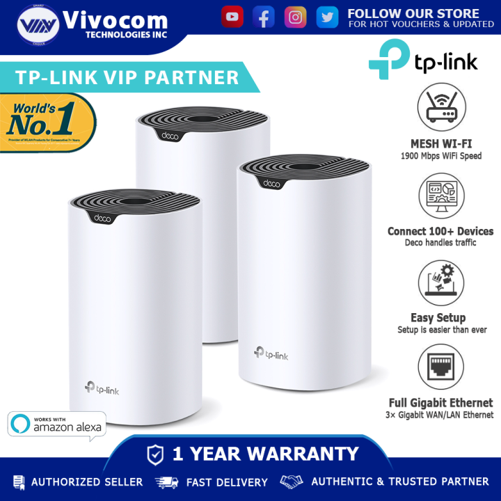 TP-Link Deco S7 (3-Pack) AC1900 Whole Home Mesh Wi-Fi System