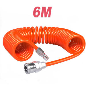 J.LD EVA Polyurethane PU Air Compressor Hose Tube Pneumatic Hose Spring Air Pipe Tool 6M / 9M / 12M With Connector Spring Recoil Spiral Air Pressure Hose Tube Pipe