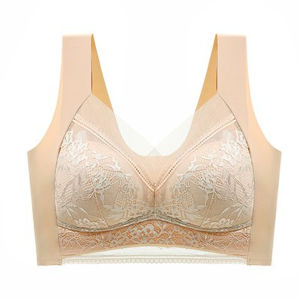 Female ice lace comfortable sleep shirt without steel ring thin fixed cups