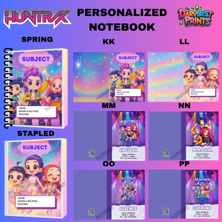 Huntrix Riting HUNTRIX KPOP DEMON HUNTERS NOTEBOOK DESIGN CUSTOMIZED PERSONALIZED ...