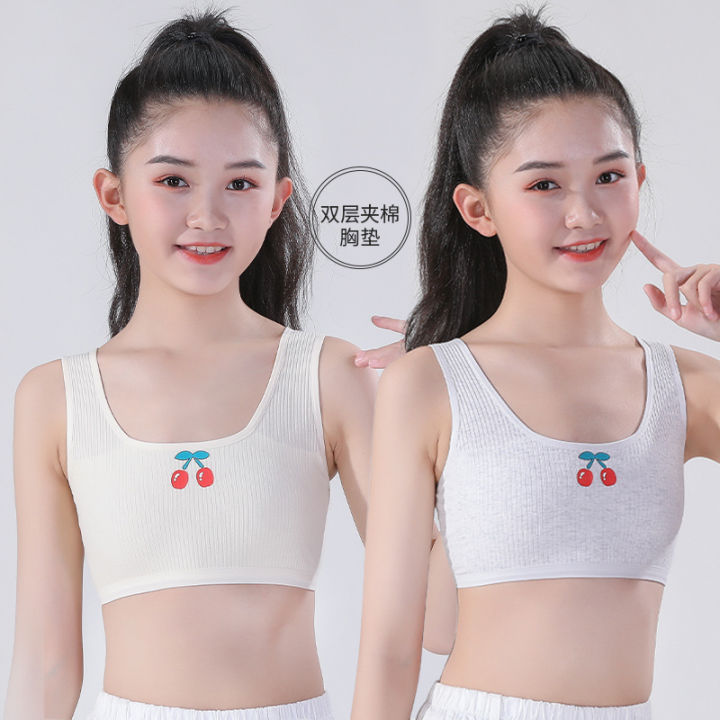 Teenager Underwear 9-13-16 Years Old for Baby Girls 100% Cotton Vest  Wireless Bras Cartoon Training Bra Cheap