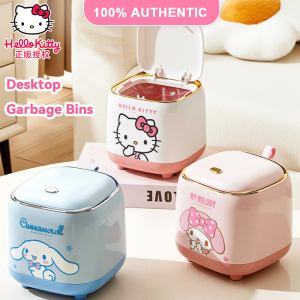 (1.5L)100% Authentic Sanrio Hello Kitty Creative Desktop Trash Can Garbage Bins Mini Rubbish Bin Dustbin With Lid Cover Small Mini Garbage Trash Can LFB377/LFB199