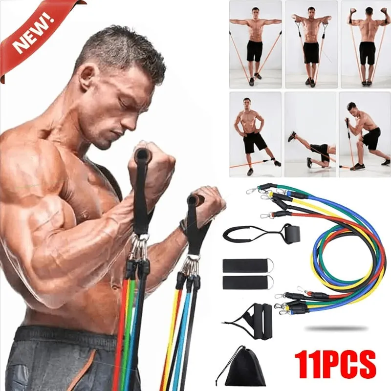 H21 Resistance Band Set 11 in Karet Elastis Panjang Gym Tali Alat Fitness  Original