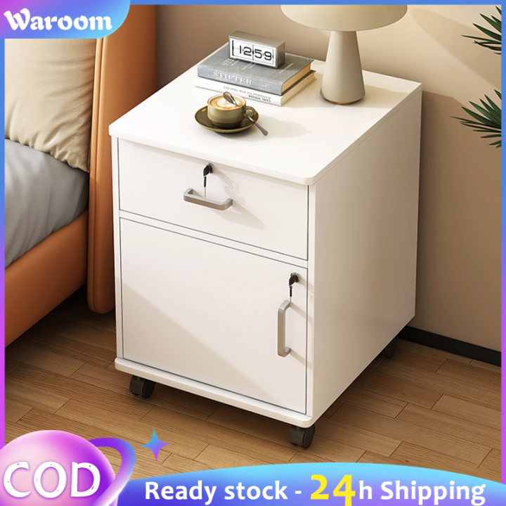 WAROOM【Lock & Wheels】 Office File Cabinet With Lock Wooden Lockable ...