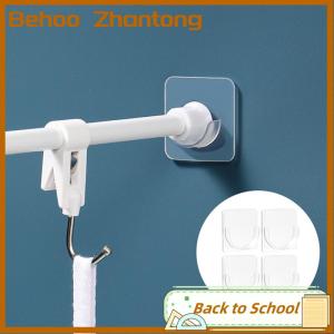 Behoo Strong Curtain Rod Bracket Holder Hooks For Wall Adhesive Bathroom Shower Rod Tension Retainer No Drilling Stick For Closet