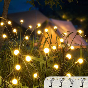 Lampu Rumput Surya Baru LED Wind Motion Firefly Light Outdoor Garden Plug Light Lampu Berkemah Tahan Air