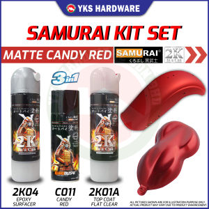 SAMURAI KIT SET - MATTE BLACK & MATTE CANDY RED - SAMURAI 2K - SPRAY PAINT - MATTE EFFECTS PAINT COVER SET MOTOR