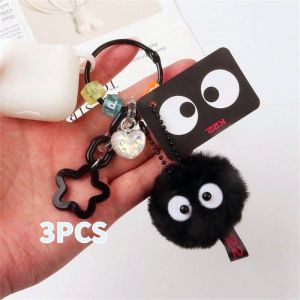 1/3PCS Cute Plush Monster Keychain Handbag Earphone Case Pendant Car Keychain