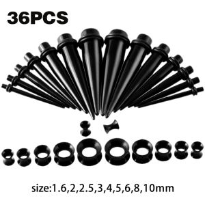 36pcs Pembesar Lubang Telinga Piercing tapper Acrylic Warna hitam Untuk Tindik Tubuh