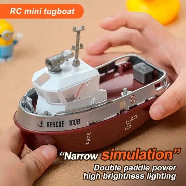 YGSFW 1:32 Scale RC Tugboat Dual Motors Electric Watercraft Mini RC ...