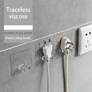 Power Plug Socket Holder Plug Hook Towel Keys Coat Razor Robe Holder Hook Wall Storage Hook Wall Adhesive Stick Hanger Bathroom Kitchen Waterproof