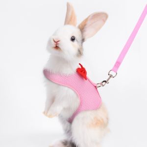 MINUTE Thoáng khí Dây Dắt Thỏ Kích thước có thể điều chỉnh Chống thoát hiểm Áo yếm cho thỏ Polyester Dây huấn luyện Bowtie Sử dụng cho thú cưng nhỏ